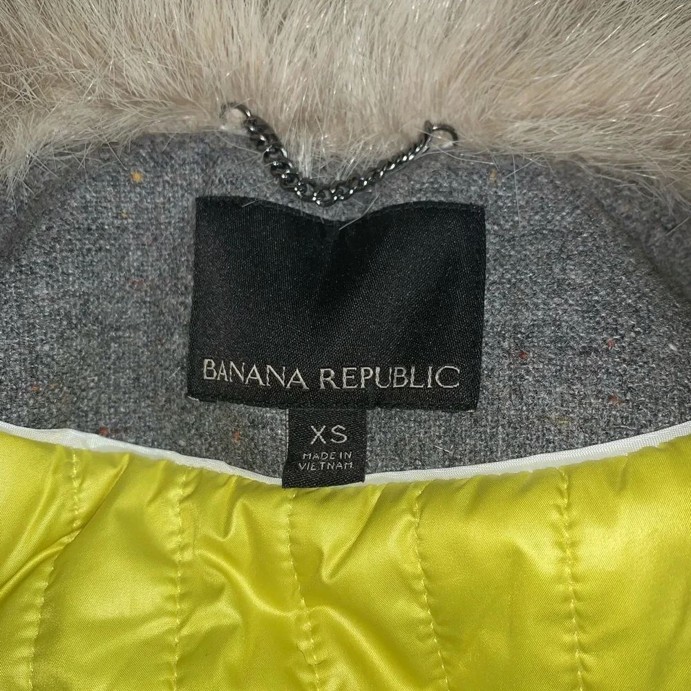 BANANA REPUBLIC faux fur plaid winter jacket size xs - Picture 6 of 6